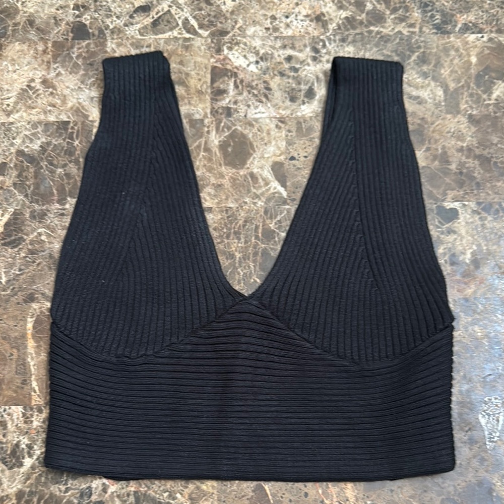 Sincerely Jules Black Ribbed Knit Top